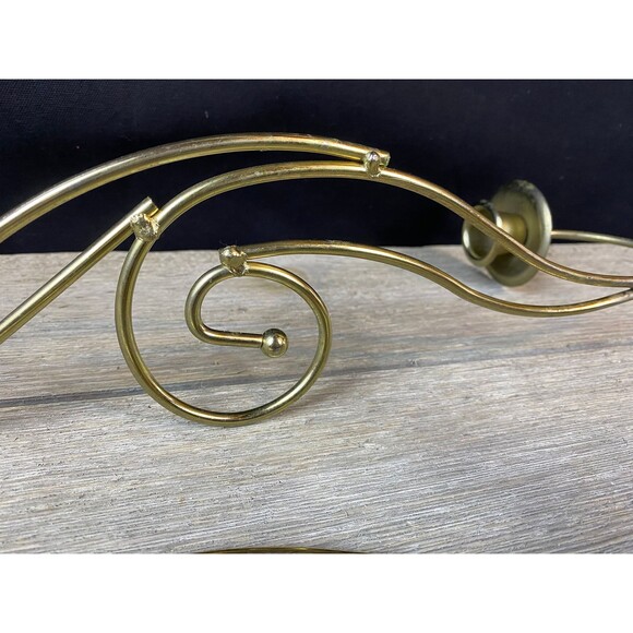 Vintage Gold Tone Scroll Candle Sconce Metal Candle Holder Taper Candle 16.5” - Picture 8 of 8